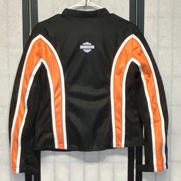 Harley Davidson Mesh Riding Jacket Black Orange Zip-Up S Genuine Motor Clothes - Picture 2 of 15
